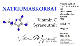 Natriumaskorbat pH neutralt GMO och Aluminium fritt C-Vitamin
