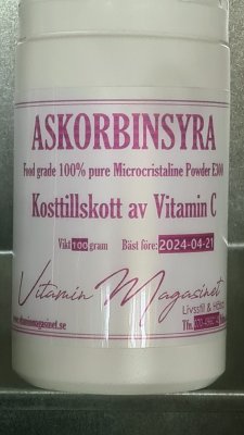 Askorbinsyra 100% ren C-vitamin 100 gram
