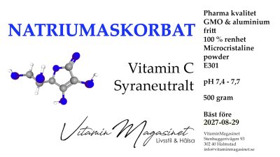 Zoom bild av Natriumaskorbat pH neutralt GMO och Aluminium fritt C-Vitamin